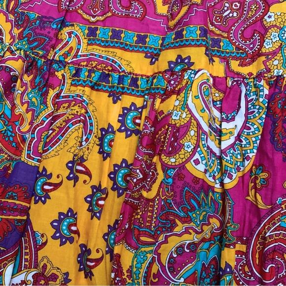 Ralph Lauren Pink Orange Paisley Print Peasant Midi Skirt Large Colorful Boho - Picture 5 of 7